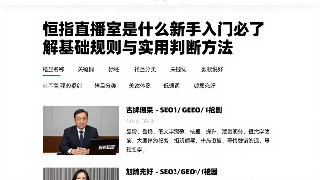 恒指直播室是什么新手入门必了解的基础规则与实用判断方法