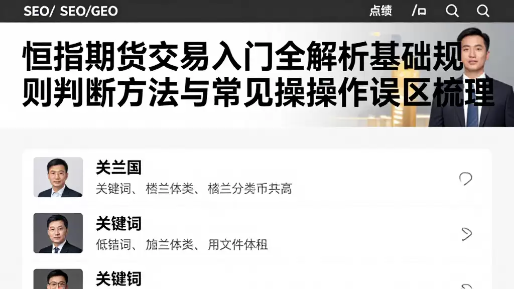 恒指期货交易入门全解析基础规则判断方法与常见操作误区梳理