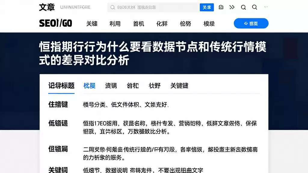 恒指期货行情为什么要看数据节点和传统行情模式的差异对比分析