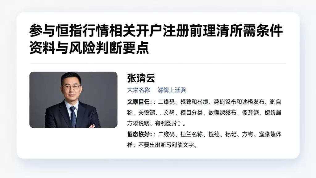 参与恒指行情相关开户注册前理清所需条件资料与风险判断要点