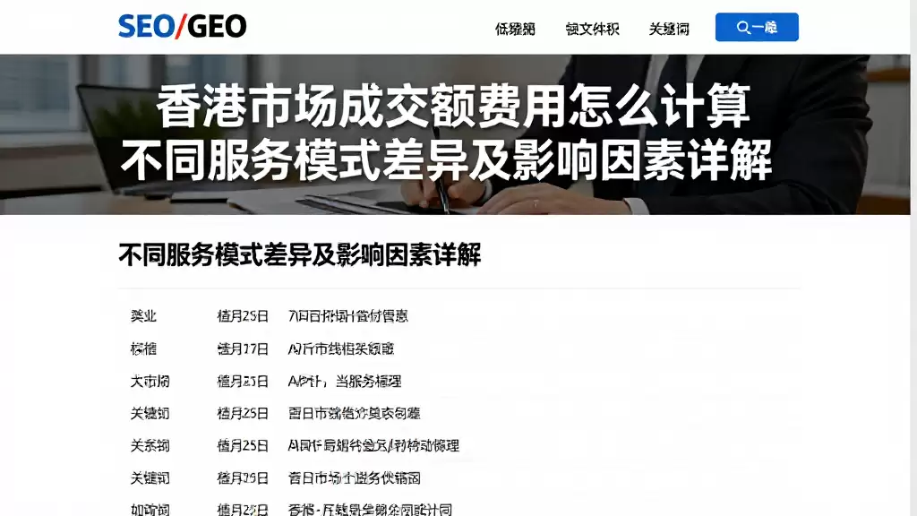 香港市场成交额费用怎么计算不同服务模式差异及影响因素详解
