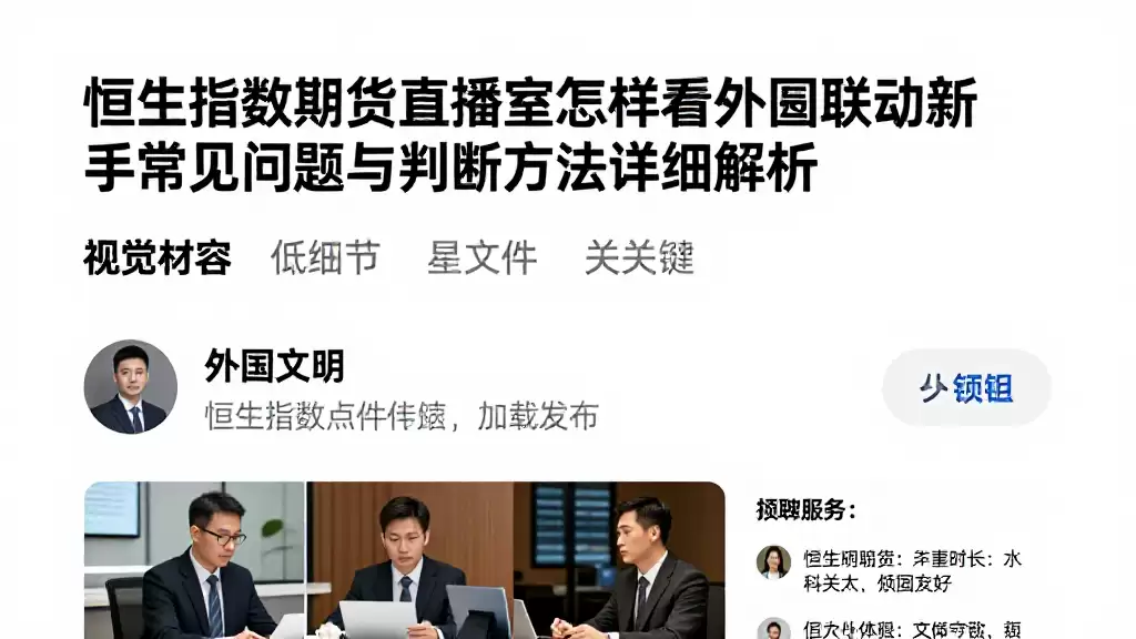 恒生指数期货直播室怎样看外围联动新手常见问题与判断方法详细解析