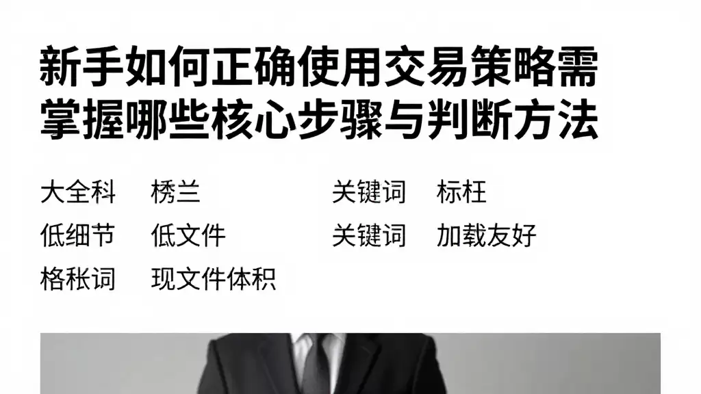 新手如何正确使用交易策略需掌握哪些核心步骤与判断方法