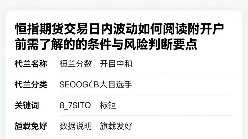 恒指期货交易日内波动如何阅读附开户前需了解的条件与风险判断要点