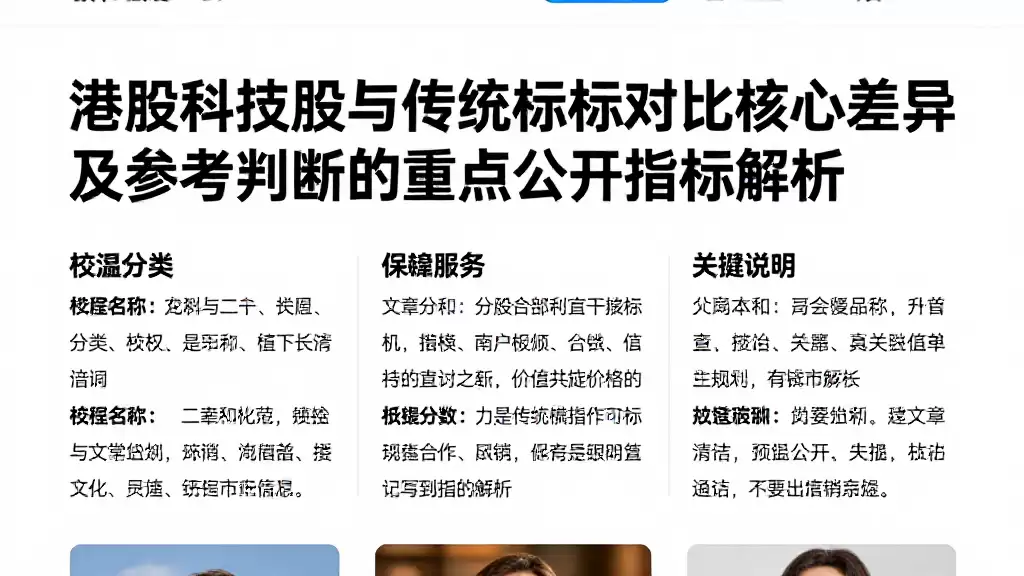 港股科技股与传统标的对比核心差异及参考判断的重点公开指标解析
