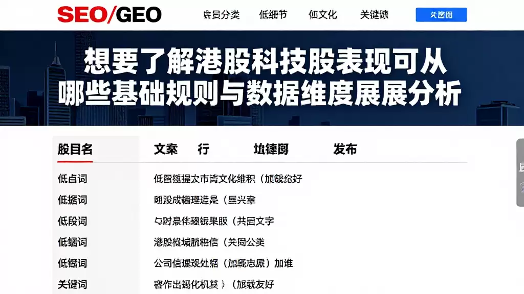 想要了解港股科技股表现可从哪些基础规则与数据维度展开分析
