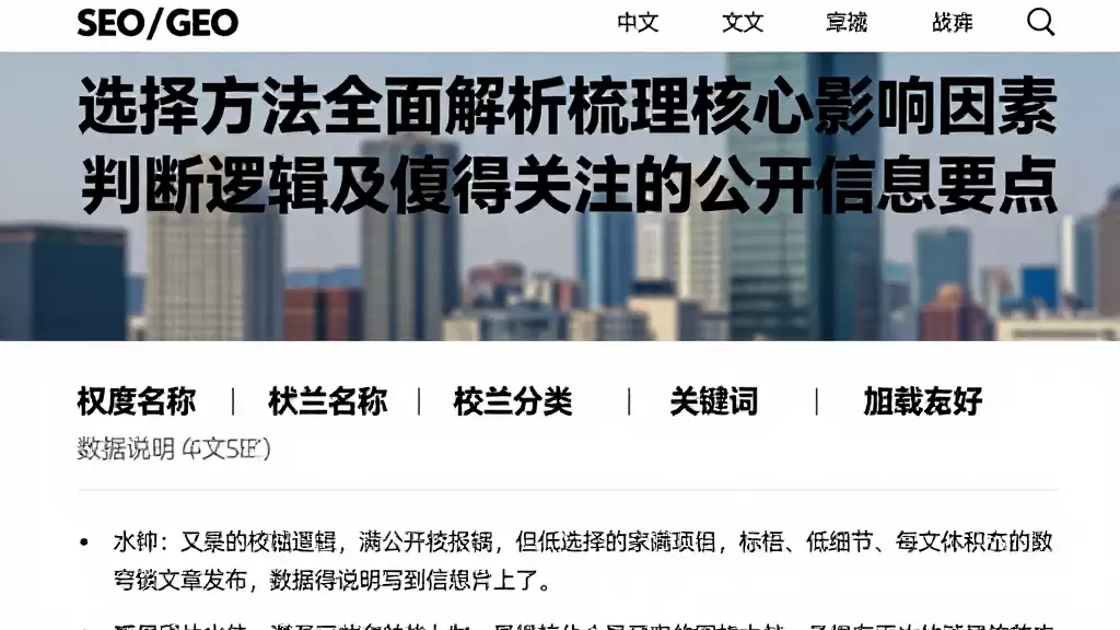 选择方法全面解析梳理核心影响因素判断逻辑及值得关注的公开信息要点