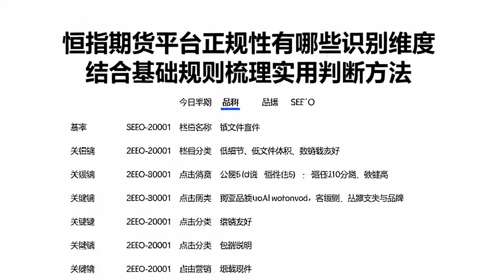 恒指期货平台正规性有哪些识别维度结合基础规则梳理实用判断方法