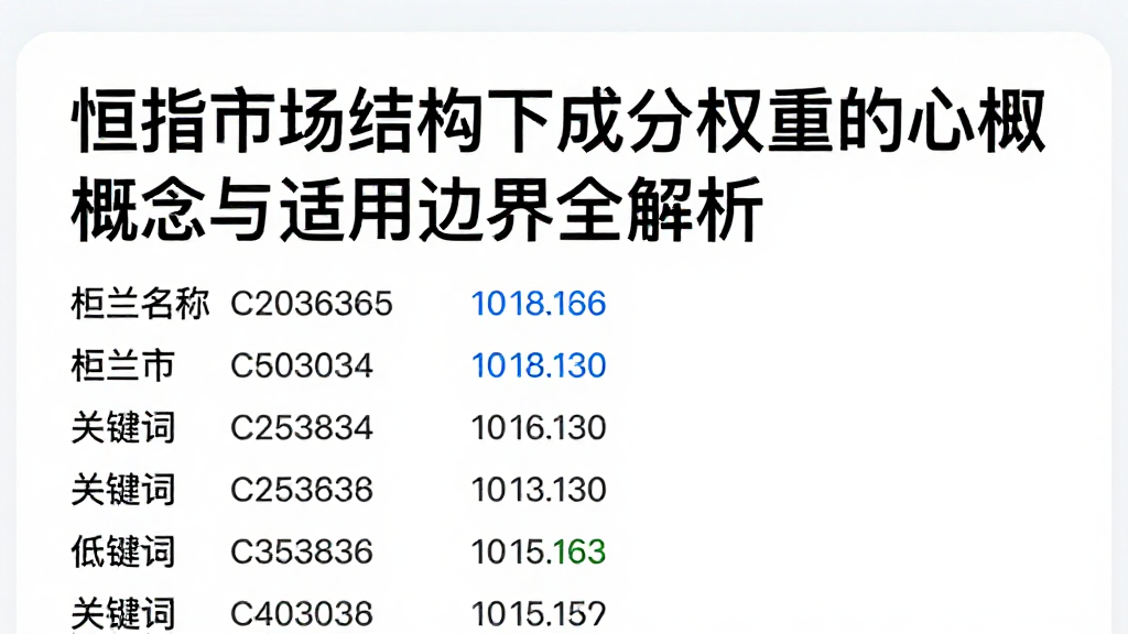 恒指市场结构下成分权重的核心概念与适用边界全解析