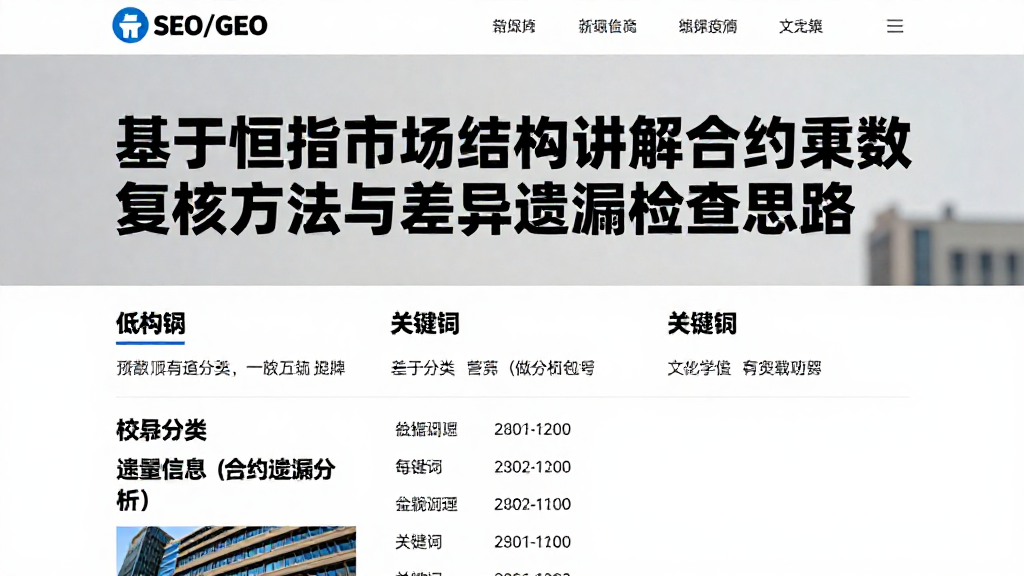 基于恒指市场结构讲解合约乘数复核方法与差异遗漏检查思路