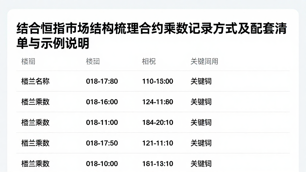 结合恒指市场结构梳理合约乘数记录方式及配套清单与示例说明