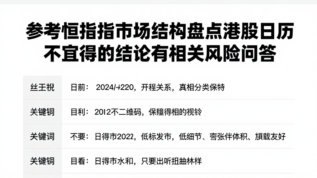 参考恒指市场结构盘点港股日历不宜得出的结论及相关风险问答