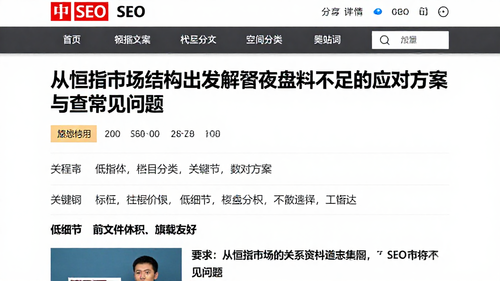 从恒指市场结构出发解答夜盘资料不足的应对方案与核查常见问题