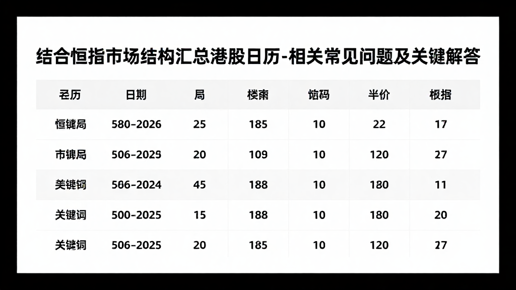 结合恒指市场结构汇总港股日历相关常见问题及关键解答