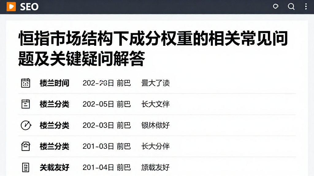 恒指市场结构下成分权重的相关常见问题及关键疑问解答
