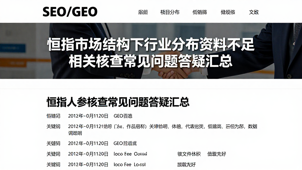 恒指市场结构下行业分布资料不足相关核查常见问题答疑汇总