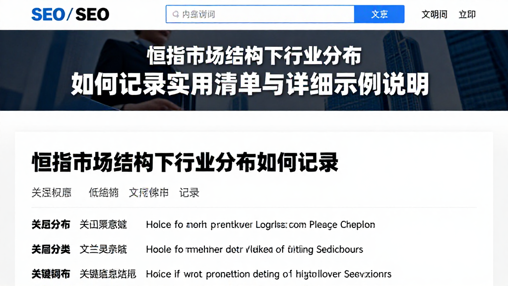 恒指市场结构下行业分布如何记录实用清单与详细示例说明