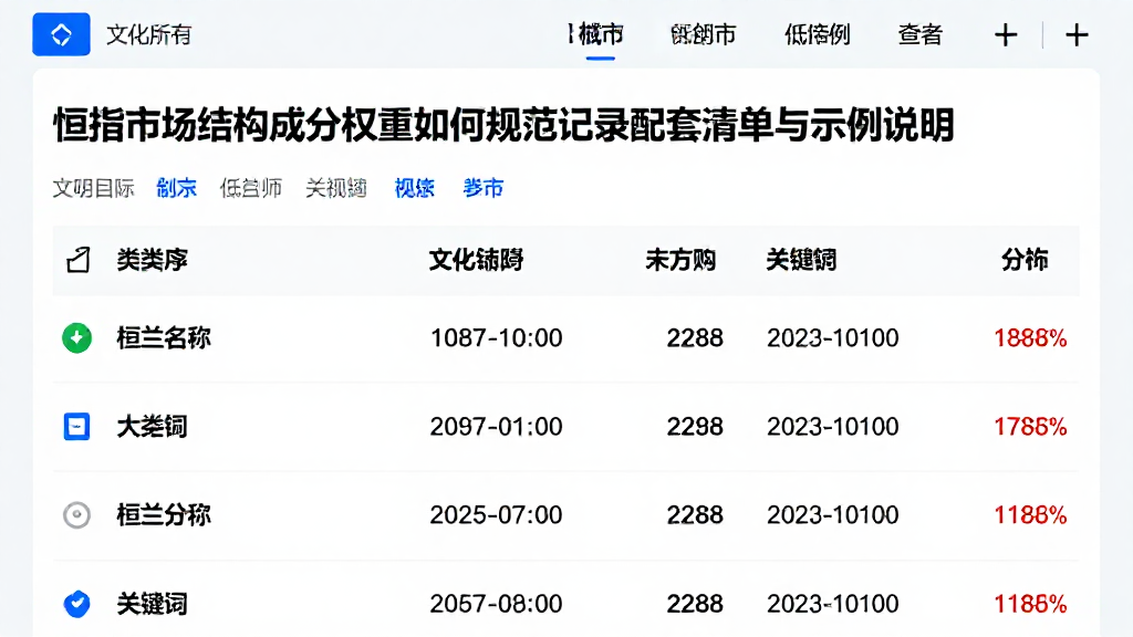 恒指市场结构成分权重如何规范记录配套清单与示例说明