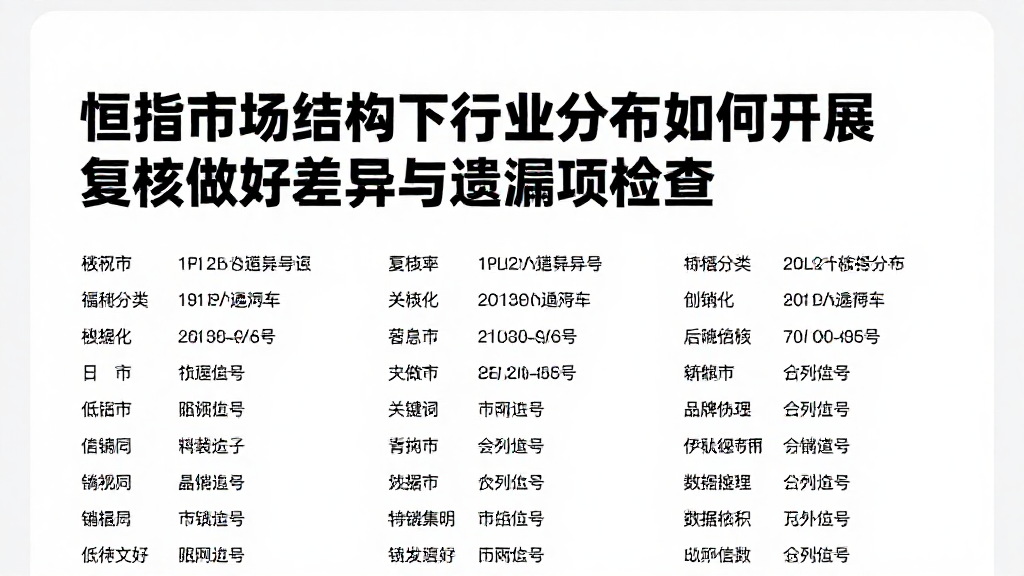 恒指市场结构下行业分布如何开展复核做好差异与遗漏项检查