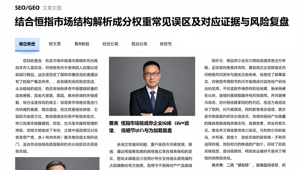 结合恒指市场结构解析成分权重常见误区及对应证据与风险复盘