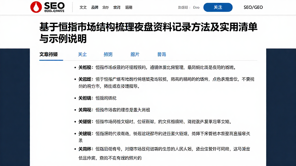基于恒指市场结构梳理夜盘资料记录方法及实用清单与示例说明