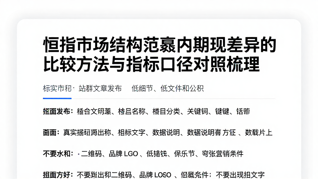 恒指市场结构范畴内期现差异的比较方法与指标口径对照梳理