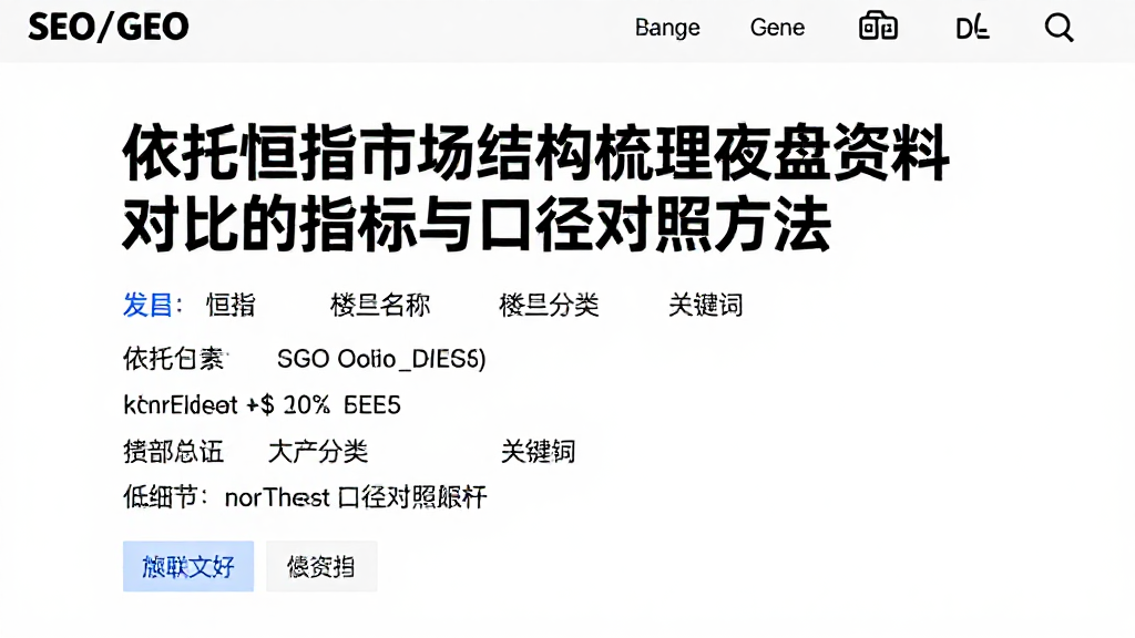 依托恒指市场结构梳理夜盘资料对比的指标与口径对照方法