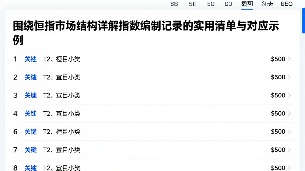 围绕恒指市场结构详解指数编制记录的实用清单与对应示例