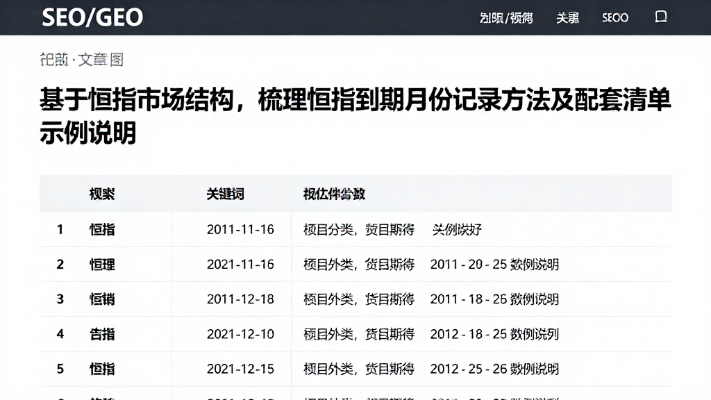 基于恒指市场结构，梳理恒指到期月份记录方法及配套清单示例说明